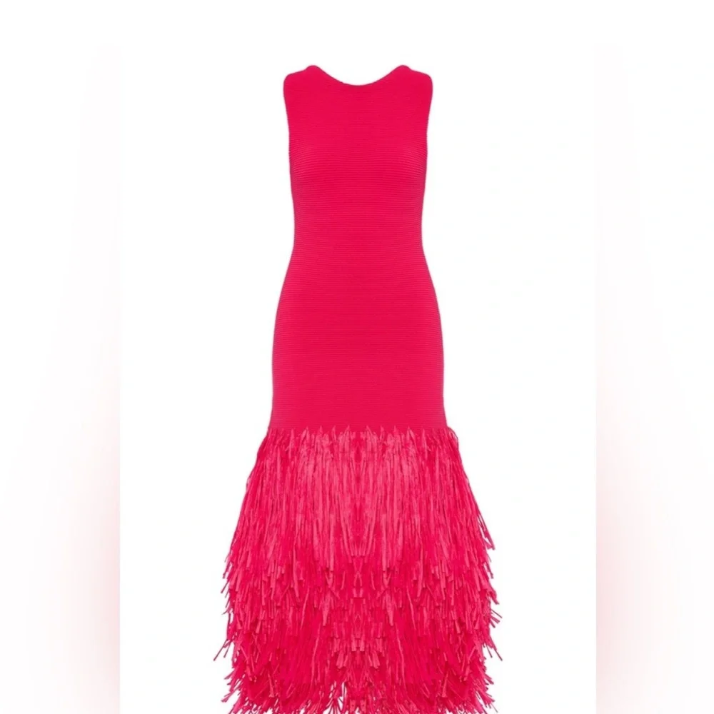 Aje Rushes Raffia Pink Ribbed Midi Dress
Small - Picture 2 of 4